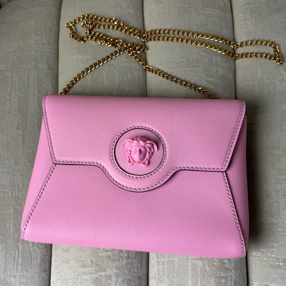 Versace La Medusa Pink Pebbled Calf Leather